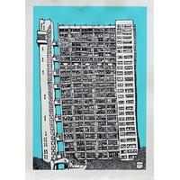 Trellick Tower Blue - Small By Jo Peel