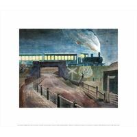 Train Going over a Bridge at Night, 1935 By Eric Ravilious