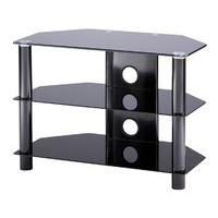 Tru-Vue TRU800-BK Small Black Glass TV Stand for TVs up to 42 inch