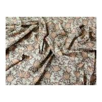 Traditional Floral Print Cotton Lawn Dress Fabric Brown/Cream/Apricot
