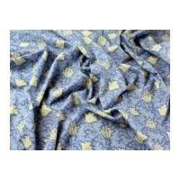 Traditional Floral Print Cotton Lawn Dress Fabric Blue/Denim/Cream