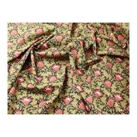 Traditional Floral Print Cotton Lawn Dress Fabric Black/Rust/Bronze