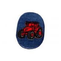 truck patch embroidered iron on motif applique 70mm x 10cm red blue