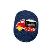 truck patch embroidered iron on motif applique 70mm x 10cm red blue