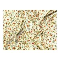 Traditional Floral Print Cotton Poplin Fabric Sand