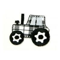 truck embroidered iron on motif applique 50mm x 40mm blackwhite