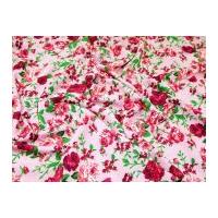 Traditional Floral Print Viscose Challis Dress Fabric Pink on Pink