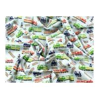 Trains Print Polycotton Dress Fabric