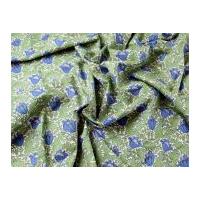 Traditional Print Cotton Lawn Dress Fabric Cream/Green/Blue