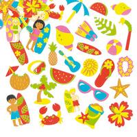 tropical beach foam stickers per 3 packs