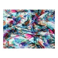 Tropical Rainforest Print Slinky Satin Dress Fabric Multicoloured