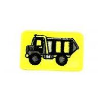 truck embroidered iron on motif applique 65mm x 45mm yellow black