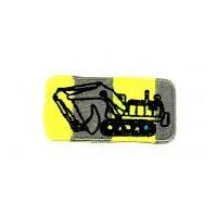 truck embroidered iron on motif applique 65mm x 32mm yellow grey