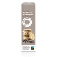 traidcraft fairtrade black pepper poppy seeds oaty biscuits 130g