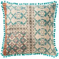 Tribal Indian Embroidered Pompom Trim Cushion - 50 x 50cm