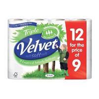 Triple Velvet Toilet Roll White 12 For The Price of 9 M01369
