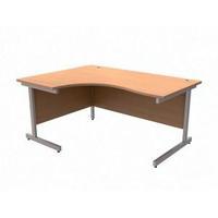 trexus contract radial desk left hand beech with silver legs 416086