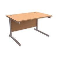 trexus contract desk rectangular beech with silver legs 416280