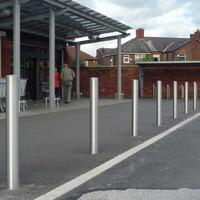 trinity stainless steel bollard 114mm dia surface fixed flanged