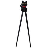 Training Chopsticks - Black, Lucky Cat
