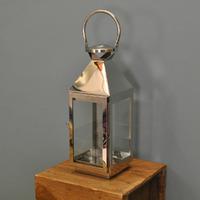 traditional polished steel candle lantern by kingfisher