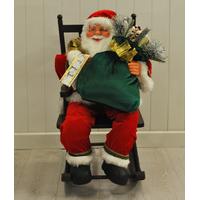 Traditional Santa Claus in Rocking Chair Figurine Decoration
