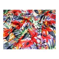 Tropical Vivid Floral Print Stretch Satin Dress Fabric