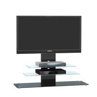 Tribeca LCD TV Stand In Black Glass With Black Metal And LED