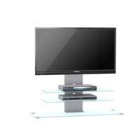 Tribeca LCD TV Stand In Clear Glass With Aluminium Frame And LED