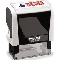 trodat printy 4912 46mm x 18mm self inking word stamp redblue checked