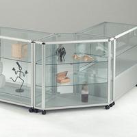 Triangular Display Cabinets with Two-Third Lockable Storage Cupboard White