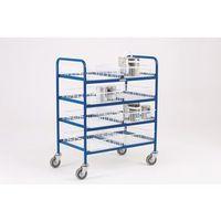 TROLLEY SERVICE FOUR TIER C/W 8 PLASTIC COATED TRAYS