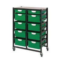 TRAY UNIT - 10 TRAY GREEN A4 8 DEEP+ 2 SHALLOW 690x435x900