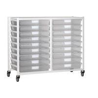 TRAY STORAGE UNIT 18 TRAY CLEAR A3 1060X455X1035, WHITE FRAME