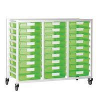 TRAY STORAGE UNIT 27 TRAY TINTED GREEN A4 1100X455X1035, WHITE FRAME