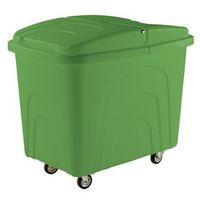 TRUCK, POLY BASE CORNER WHEELING GREEN WITH LID