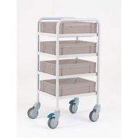 TROLLEY SERVICE FOUR TIER C/W 4 GREY PLASTIC TRAYS