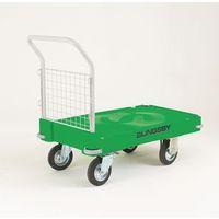 TRUCK - PLASTIC PLATFORM-GREEN C/W PUSH HANDLE ONE END