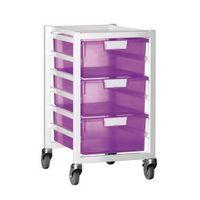 TRAY STORAGE UNIT, 3 DEEP TRAYs TINTED PINK A4 400X455X740, WHITE FRAME