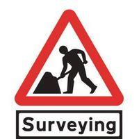 triangular sign 750mm with message surveying