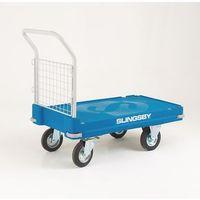 TRUCK - PLASTIC PLATFORM -BLUE C/W PUSH HANDLE ONE END