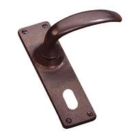 Traditionally Cast Bronze Oval Lock Door Handle Set 152 x 41mm