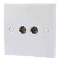 Tristar White Twin Coaxial Outlet Plate