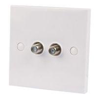 Tristar White Twin F Connector Outlet Plate