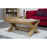 trend cross leg solid oak 90cm coffee table