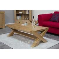 Trend Cross Leg Solid Oak 120cm Coffee Table