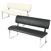 Triple Diner Bench In Faux Leather With Metal Legs