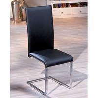 Trishell Dining Chair In Black Faux Leather With Chrome Base