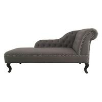 Trento Chaise Lounge Right Arm In Grey Linen With Stud Details