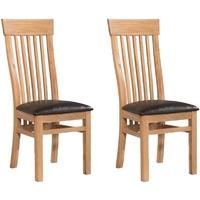 Treviso Oak Dining Chair with Dark Brown Faux Leather Seat Pad (Pair)